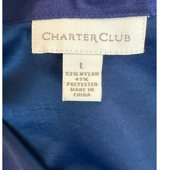Charter Club lapis blue 3/4 sleeves button collard blouse size large - Picture 3 of 14